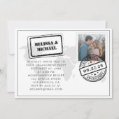 Weltkarte-Hochzeit in Urlaubsort-Engagement-Partei Einladung (Vorderseite)