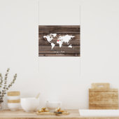 Weltkarte Hochzeitsbuchsignatur Holz Poster (Küche)