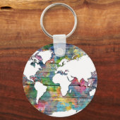 Weltkarte Holz 12 Schlüsselanhänger (Vorderseite)