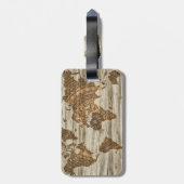 Weltkarte | Holz-Kompass Gepäckanhänger (Rückseite vertikal)