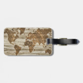 Weltkarte | Holz-Kompass Gepäckanhänger (Rückseite horizontal)