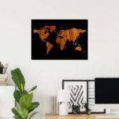Weltkarte - Holzstruktur Poster (Heimbüro)