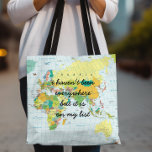 Weltkarte - Ich war nicht überall... Tasche<br><div class="desc">World Map Tote Bag - Hey Reisende! Karo aus dieser phantastischen Tasche mit einer farbenfrohen und auffälligen Weltkarte. Mit dem Text "Ich war nicht überall, aber es ist auf meiner Liste". Der Text kann auf alles geändert werden, was Ihnen gefällt. Diese Tasche fügt Ihrem Ensemble eine sehr funky dekorative Touch...</div>