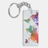 Weltkarte im Aquarell Schlüsselanhänger (Vorderseite links)