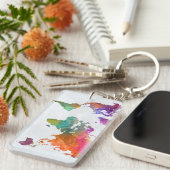 Weltkarte im Aquarell Schlüsselanhänger (Vorderseite rechts)