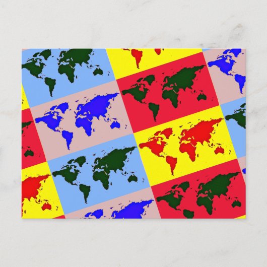 Weltkarte im Pop Postkarte (Vorderseite)