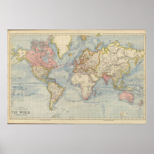 Weltkarte im Vintage-Pastell-Look Poster