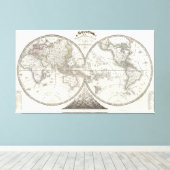 Weltkarte in 2 Hemisphären Leinwanddruck (Insitu (Holzboden))