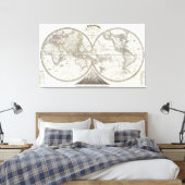 Weltkarte in 2 Hemisphären Leinwanddruck (Insitu (Schlafzimmer))