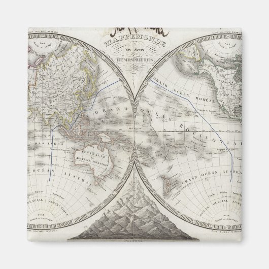Weltkarte in 2 Hemisphären Magnet (Vorne)