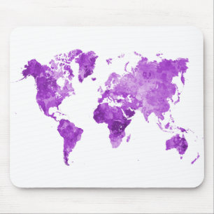 Weltkarte in Aquarell 08 Lila Mousepad
