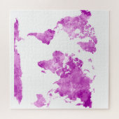 Weltkarte in Aquarell Lila Puzzle (Horizontal)