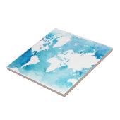 Weltkarte in den Watercolor-Blues Fliese (Seite)