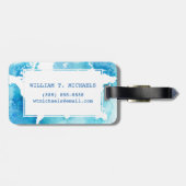 Weltkarte in den Watercolor-Blues Gepäckanhänger (Rückseite horizontal)