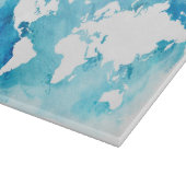 Weltkarte in den Watercolor-Blues Schneidebrett (Ecke)