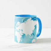 Weltkarte in den Watercolor-Blues Tasse (VorderseiteRechts)
