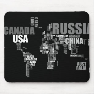 Weltkarte in den Wörtern Mousepad