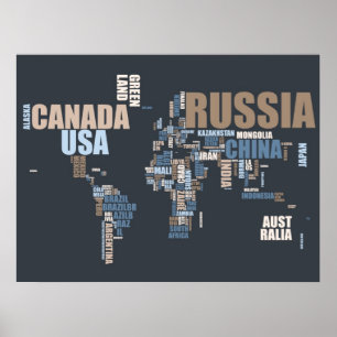 Weltkarte in den Wörtern Poster