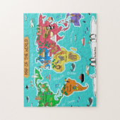 Weltkarte in der Cartoon-Art Puzzle (Vertikal)