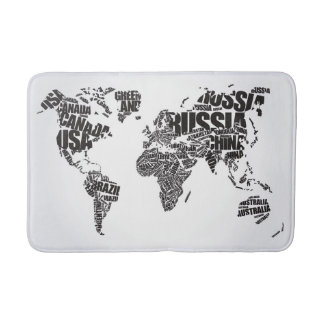 Weltkarte in der Typografie Badematte