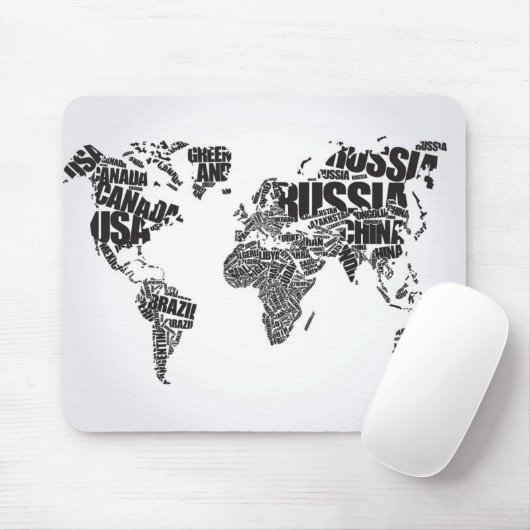 Weltkarte in der Typografie Mousepad (Mit Mouse)