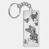 Weltkarte in der Typografie Schlüsselanhänger (Vorderseite links)