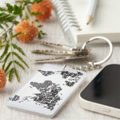 Weltkarte in der Typografie Schlüsselanhänger (Vorderseite rechts)