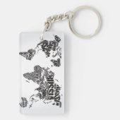 Weltkarte in der Typografie Schlüsselanhänger (Rückseite)