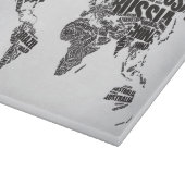Weltkarte in der Typografie Schneidebrett (Ecke)
