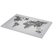 Weltkarte in der Typografie Schneidebrett (Ecke)