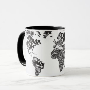 Weltkarte in der Typografie Tasse