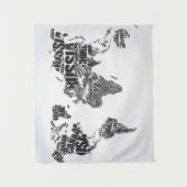 Weltkarte in der Typografie Wandteppich (Vorderseite)