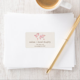 Weltkarte in rosa Farbtönen für Hochzeiten oder Ve Adressaufkleber