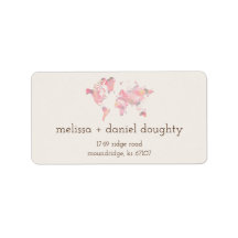 Weltkarte in rosa Farbtönen für Hochzeiten oder Ve