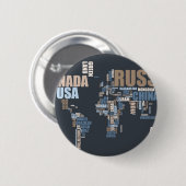 Weltkarte in Worten Button (Vorne & Hinten)