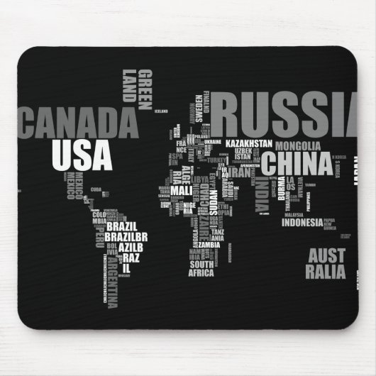 Weltkarte in Worten Mousepad (Vorne)