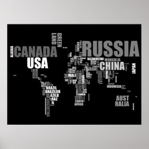 Weltkarte in Worten Poster