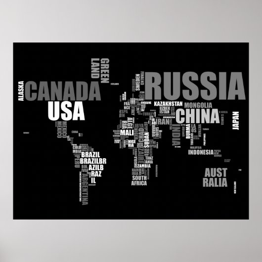 Weltkarte in Worten Poster (Vorne)