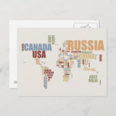 Weltkarte in Worten Postkarte (Vorne/Hinten)