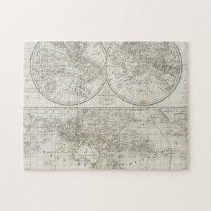 Weltkarte in zwei Hemisphären Puzzle