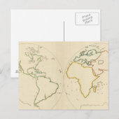 Weltkarte Kontur 2 Postkarte (Vorne/Hinten)