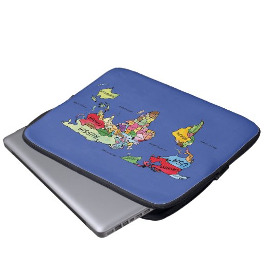 Weltkarte Laptopschutzhülle (Vorne Knopf)