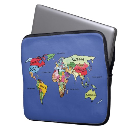 Weltkarte Laptopschutzhülle (Vorderseite Links)