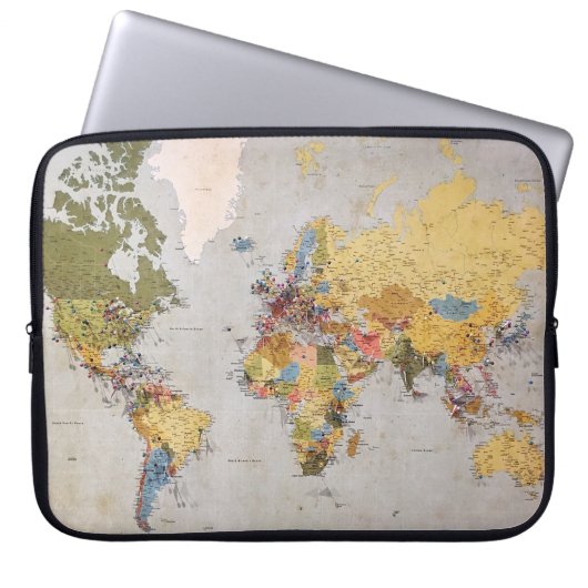 Weltkarte Laptopschutzhülle (Vorderseite)