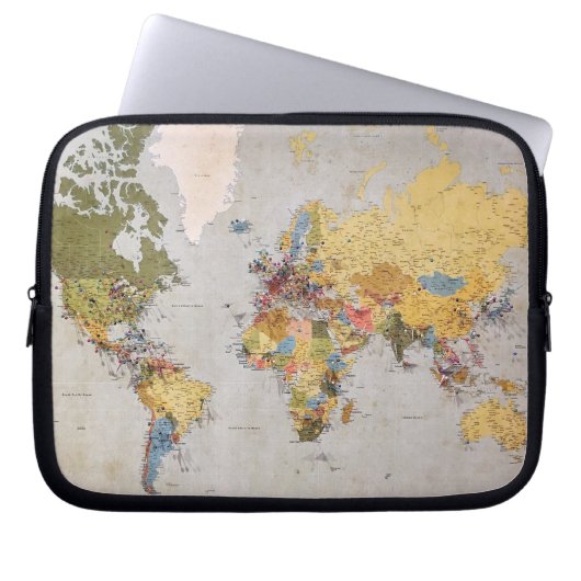 Weltkarte Laptopschutzhülle (Vorderseite)