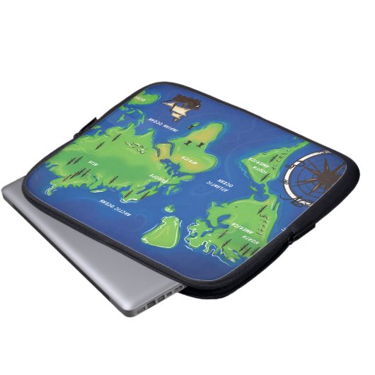 Weltkarte Laptopschutzhülle (Vorne Knopf)