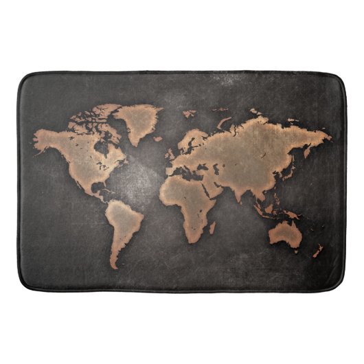 Weltkarte Leder geographisch braun Badematte (Vorderseite)