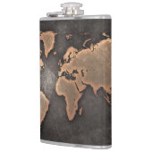 Weltkarte Leder geographisch braun Flachmann (Links)