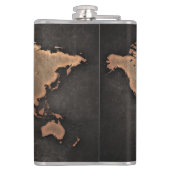 Weltkarte Leder geographisch braun Flachmann (Rückseite)