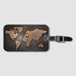 Weltkarte Leder geographisch braun Gepäckanhänger